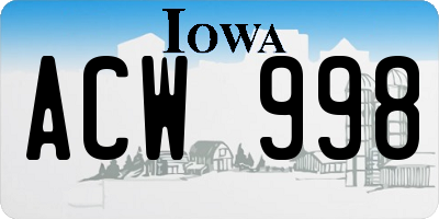 IA license plate ACW998