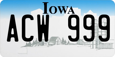 IA license plate ACW999