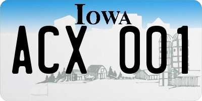 IA license plate ACX001