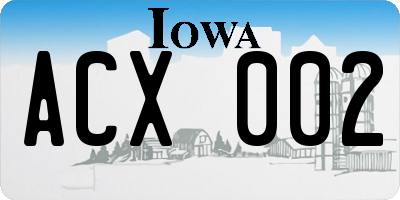 IA license plate ACX002
