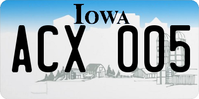 IA license plate ACX005