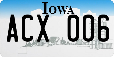 IA license plate ACX006