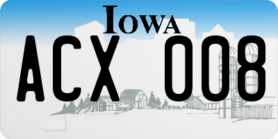 IA license plate ACX008