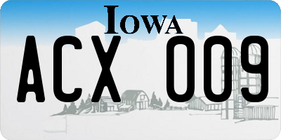 IA license plate ACX009