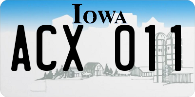 IA license plate ACX011