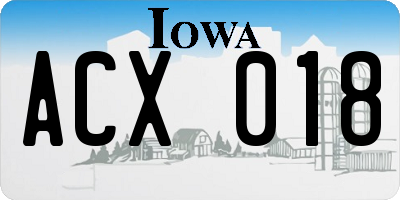 IA license plate ACX018