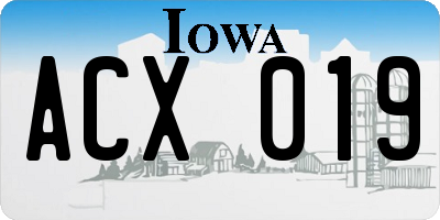 IA license plate ACX019