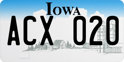 IA license plate ACX020