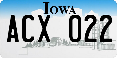 IA license plate ACX022