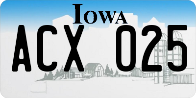 IA license plate ACX025