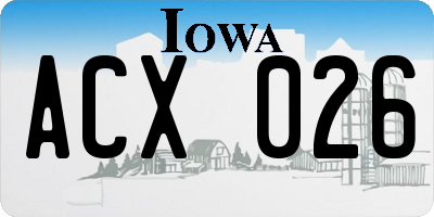 IA license plate ACX026