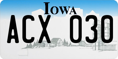 IA license plate ACX030