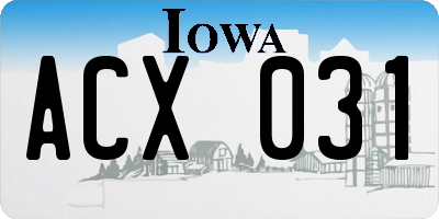 IA license plate ACX031