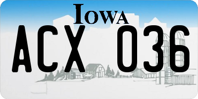 IA license plate ACX036