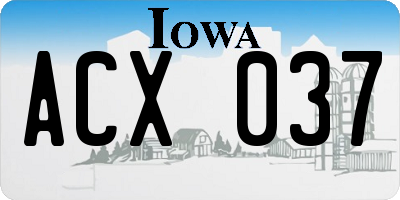 IA license plate ACX037