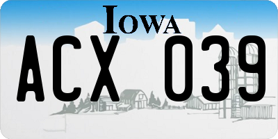 IA license plate ACX039
