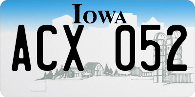 IA license plate ACX052