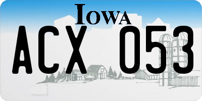 IA license plate ACX053