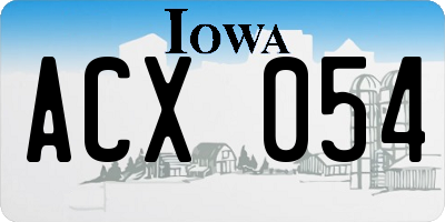 IA license plate ACX054