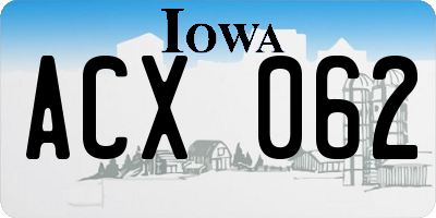 IA license plate ACX062