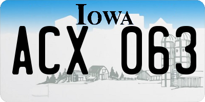 IA license plate ACX063