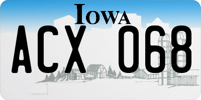 IA license plate ACX068