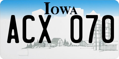 IA license plate ACX070