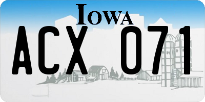 IA license plate ACX071