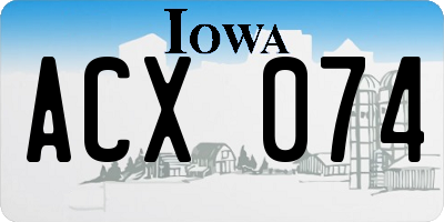 IA license plate ACX074