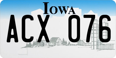 IA license plate ACX076