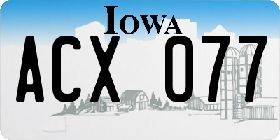 IA license plate ACX077