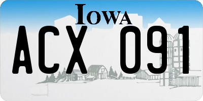 IA license plate ACX091