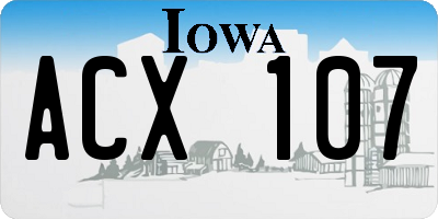IA license plate ACX107