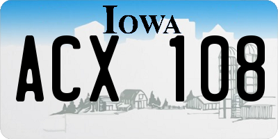 IA license plate ACX108