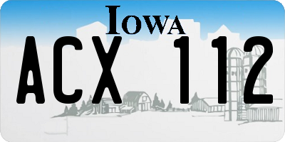 IA license plate ACX112