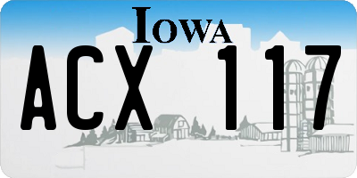 IA license plate ACX117