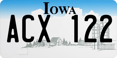 IA license plate ACX122