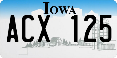 IA license plate ACX125