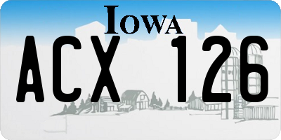 IA license plate ACX126