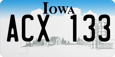 IA license plate ACX133