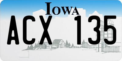 IA license plate ACX135