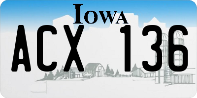 IA license plate ACX136