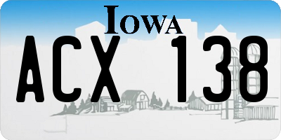 IA license plate ACX138