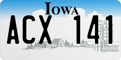 IA license plate ACX141
