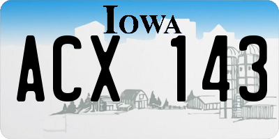 IA license plate ACX143