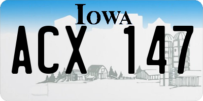 IA license plate ACX147