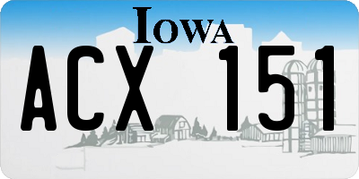 IA license plate ACX151