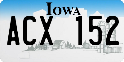 IA license plate ACX152