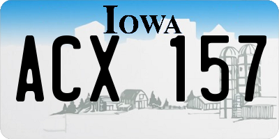 IA license plate ACX157