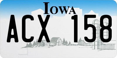 IA license plate ACX158